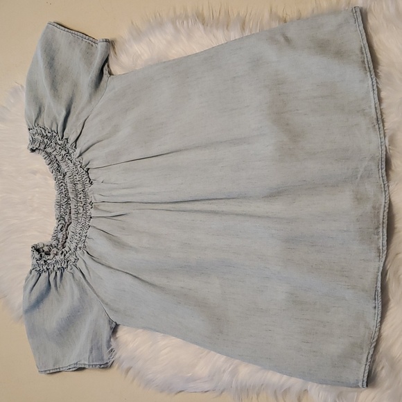 Michael Stars Chambray Blue Raglan Short Sleeve Round Neck Linen Top Size M - Picture 5 of 8